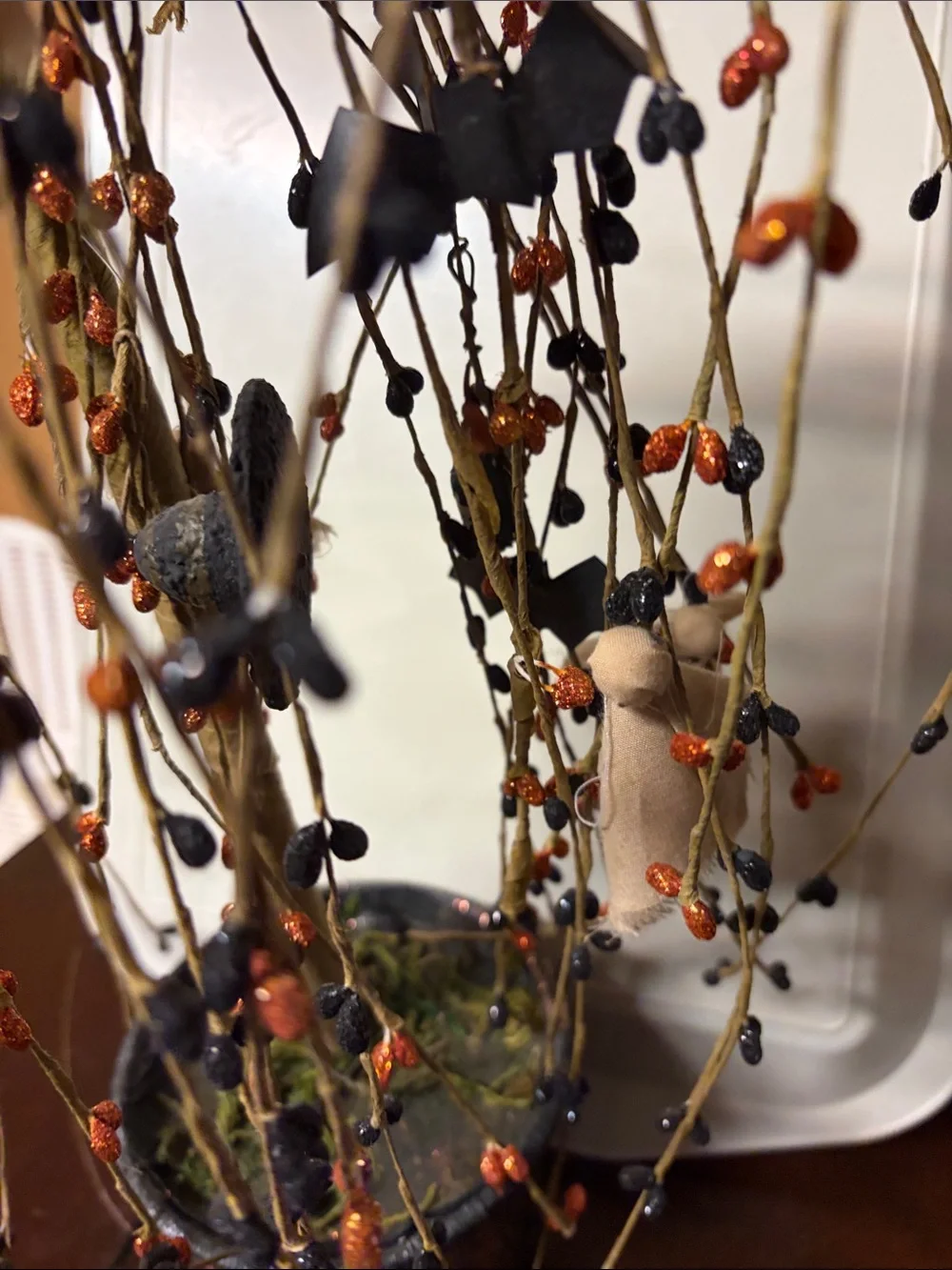 Home Holiday Black and Orange Beaded Tree Décor - Unbranded